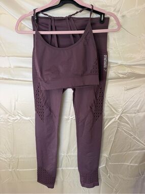 Gymshark Energy Seamless Set Womens M Purple Leggings Sports Bra Workout
